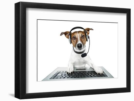 Dog Computer Pc Tablet-Javier Brosch-Framed Photographic Print