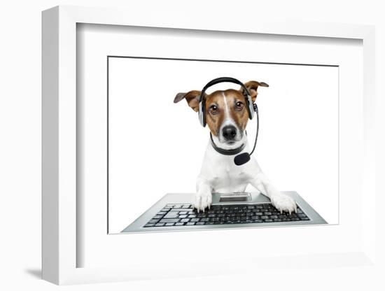 Dog Computer Pc Tablet-Javier Brosch-Framed Photographic Print