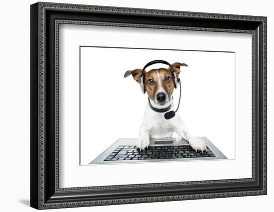 Dog Computer Pc Tablet-Javier Brosch-Framed Photographic Print