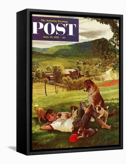 "Dog Days of Summer" Saturday Evening Post Cover, June 25, 1955-John Clymer-Framed Premier Image Canvas