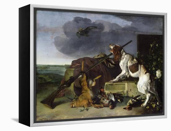 Dog Defending the Game, 1658 (Oil on Canvas)-Melchior de Hondecoeter-Framed Premier Image Canvas