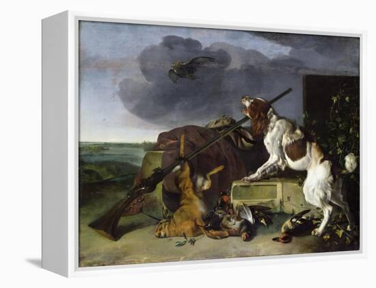 Dog Defending the Game, 1658 (Oil on Canvas)-Melchior de Hondecoeter-Framed Premier Image Canvas