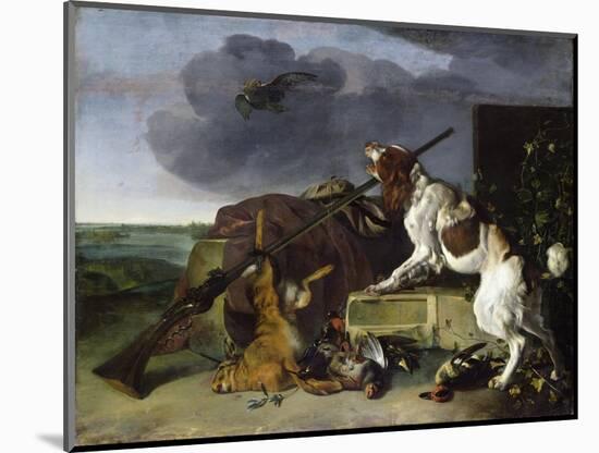 Dog Defending the Game, 1658 (Oil on Canvas)-Melchior de Hondecoeter-Mounted Giclee Print