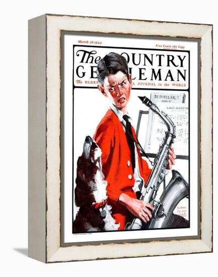 "Dog Doesn't Like Sax Sounds," Country Gentleman Cover, March 28, 1925-William Meade Prince-Framed Premier Image Canvas