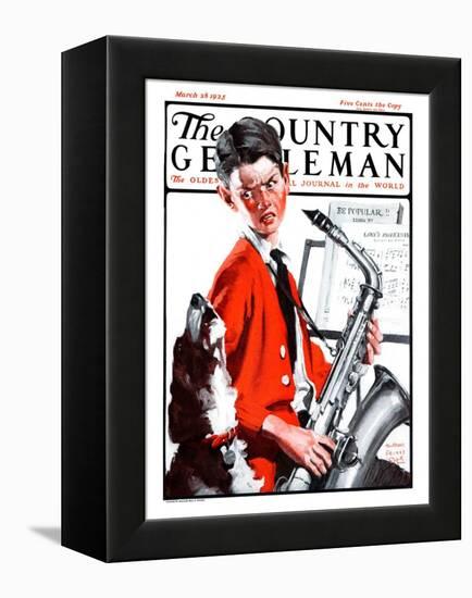 "Dog Doesn't Like Sax Sounds," Country Gentleman Cover, March 28, 1925-William Meade Prince-Framed Premier Image Canvas