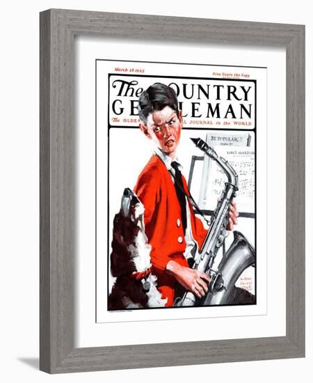 "Dog Doesn't Like Sax Sounds," Country Gentleman Cover, March 28, 1925-William Meade Prince-Framed Giclee Print