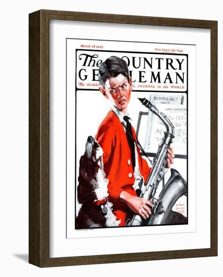 "Dog Doesn't Like Sax Sounds," Country Gentleman Cover, March 28, 1925-William Meade Prince-Framed Giclee Print