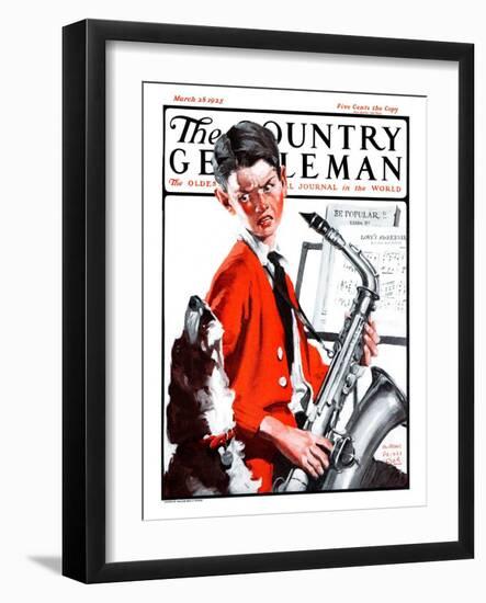 "Dog Doesn't Like Sax Sounds," Country Gentleman Cover, March 28, 1925-William Meade Prince-Framed Giclee Print