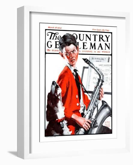 "Dog Doesn't Like Sax Sounds," Country Gentleman Cover, March 28, 1925-William Meade Prince-Framed Giclee Print