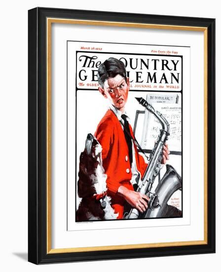 "Dog Doesn't Like Sax Sounds," Country Gentleman Cover, March 28, 1925-William Meade Prince-Framed Giclee Print