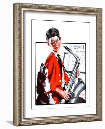 "Dog Doesn't Like Sax Sounds,"March 28, 1925-William Meade Prince-Framed Giclee Print