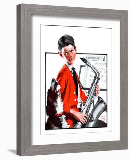 "Dog Doesn't Like Sax Sounds,"March 28, 1925-William Meade Prince-Framed Giclee Print