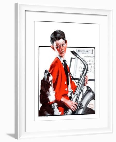 "Dog Doesn't Like Sax Sounds,"March 28, 1925-William Meade Prince-Framed Giclee Print