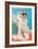 Dog Dressed in Beach Wear-null-Framed Art Print