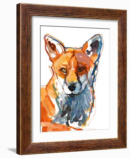 Dog fox, 2021, (mixed media on paper)-Mark Adlington-Framed Giclee Print