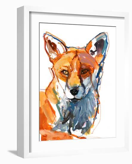 Dog fox, 2021, (mixed media on paper)-Mark Adlington-Framed Giclee Print