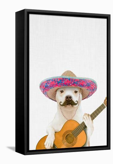 Dog Guitarist-Tai Prints-Framed Stretched Canvas