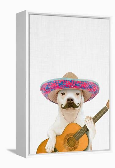 Dog Guitarist-Tai Prints-Framed Stretched Canvas