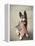 Dog Holding American Flag in Mouth-Robert Llewellyn-Framed Premier Image Canvas