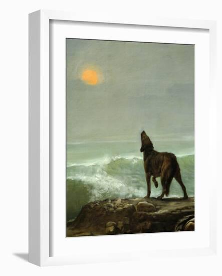 Dog Howling at the Moon, from Les Garde-Côtes Gaulois (Gaulish Coastguards) (Rf 907) (Detail)-Jean Jules Antoine Lecomte du Nouy-Framed Giclee Print