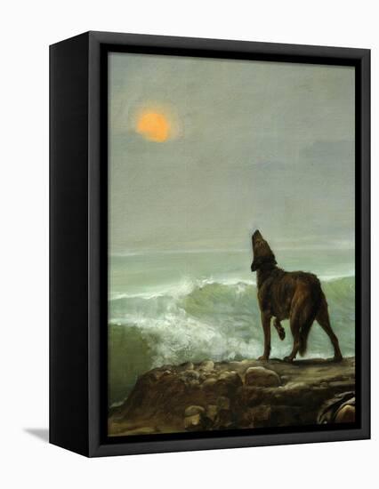 Dog Howling at the Moon, from Les Garde-Côtes Gaulois (Gaulish Coastguards) (Rf 907) (Detail)-Jean Jules Antoine Lecomte du Nouy-Framed Premier Image Canvas