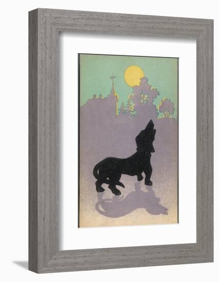 Dog Howls at the Full Moon-null-Framed Photographic Print