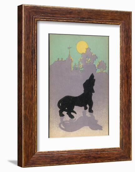 Dog Howls at the Full Moon-null-Framed Photographic Print