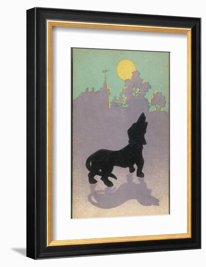 Dog Howls at the Full Moon-null-Framed Photographic Print