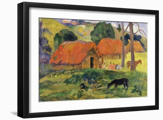 Dog in Front of Thatched Huts, 1892-Paul Gauguin-Framed Giclee Print