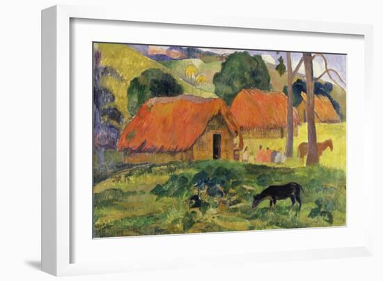 Dog in Front of Thatched Huts, 1892-Paul Gauguin-Framed Giclee Print