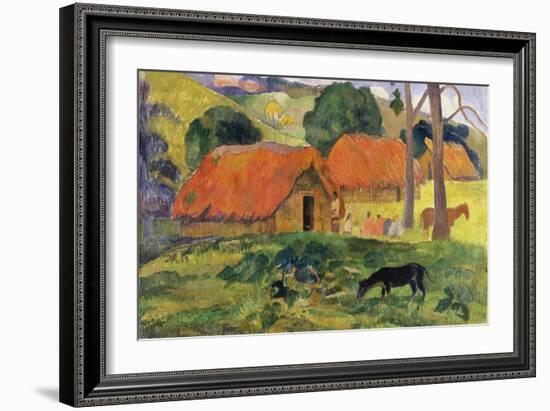 Dog in Front of Thatched Huts, 1892-Paul Gauguin-Framed Giclee Print