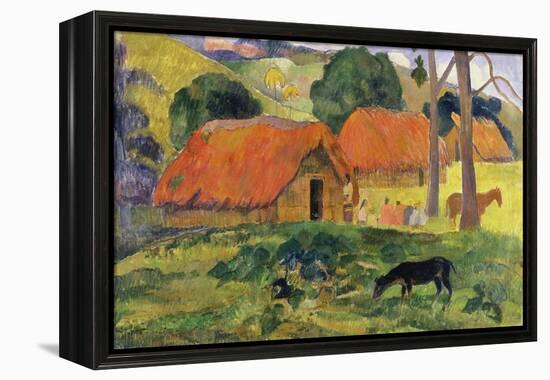 Dog in Front of Thatched Huts, 1892-Paul Gauguin-Framed Premier Image Canvas