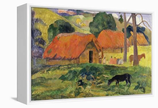 Dog in Front of Thatched Huts, 1892-Paul Gauguin-Framed Premier Image Canvas