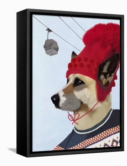 Dog in Ski Sweater-Fab Funky-Framed Stretched Canvas