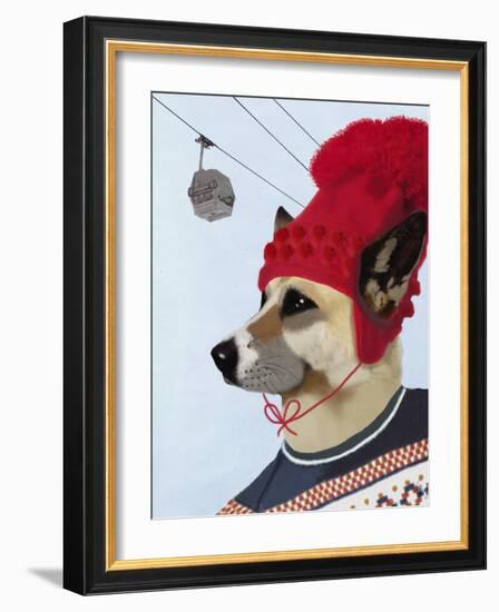 Dog in Ski Sweater-Fab Funky-Framed Art Print