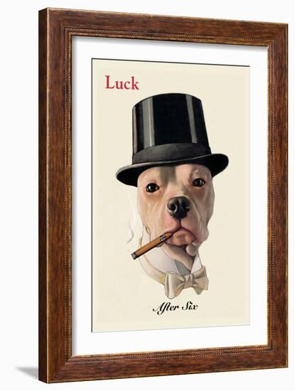 Dog in Top Hat Smoking a Cigar-null-Framed Art Print