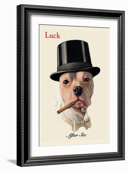 Dog in Top Hat Smoking a Cigar-null-Framed Art Print