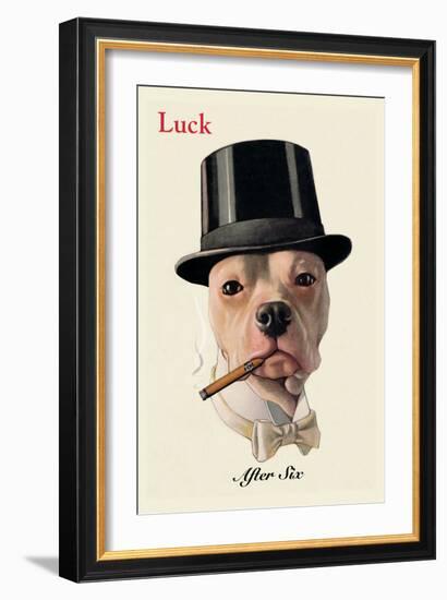 Dog in Top Hat Smoking a Cigar-null-Framed Art Print