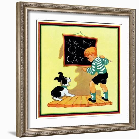 Dog Lesson - Child Life-Clarence Biers-Framed Giclee Print