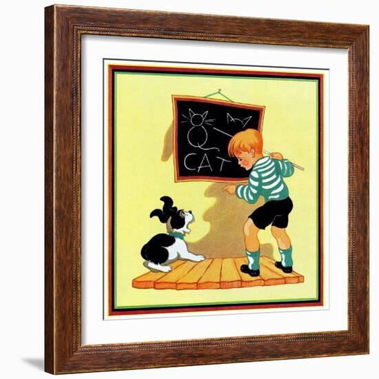 Dog Lesson - Child Life-Clarence Biers-Framed Giclee Print