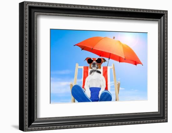 Dog Listen To Music With A Music Player-Javier Brosch-Framed Photographic Print