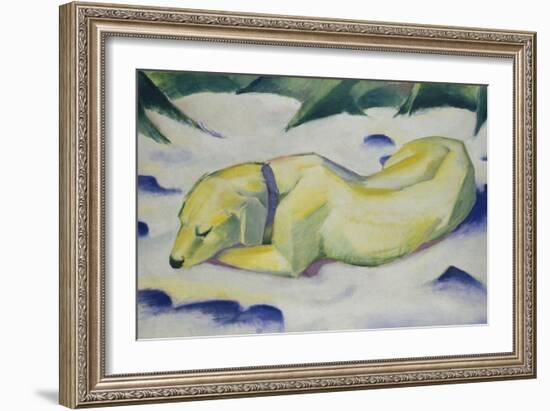 Dog Lying in the Snow, 1910/1911-Franz Marc-Framed Giclee Print