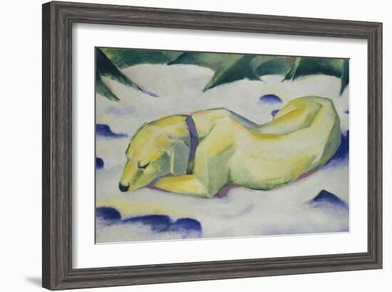 Dog Lying in the Snow, 1910/1911-Franz Marc-Framed Giclee Print