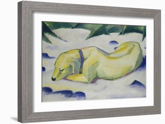 Dog Lying in the Snow, 1910/1911-Franz Marc-Framed Giclee Print