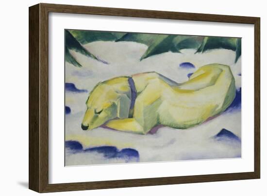 Dog Lying in the Snow, 1910/1911-Franz Marc-Framed Giclee Print