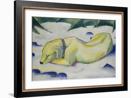 Dog Lying in the Snow, 1910/1911-Franz Marc-Framed Giclee Print