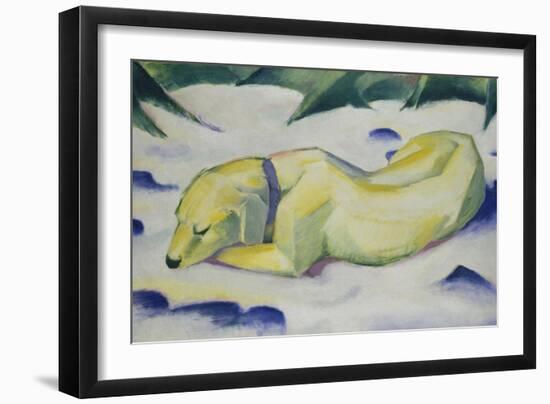 Dog Lying in the Snow, 1910/1911-Franz Marc-Framed Giclee Print