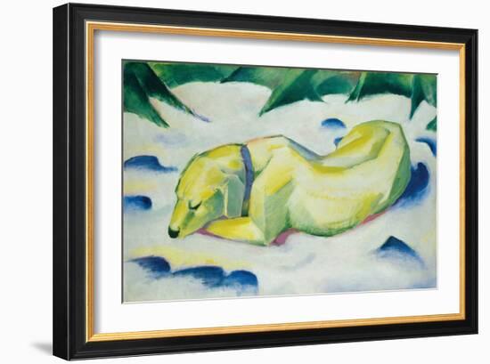 Dog Lying in the Snow, C.1911 (Oil on Canvas)-Franz Marc-Framed Giclee Print