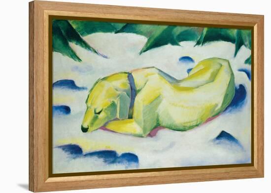 Dog Lying in the Snow, C.1911 (Oil on Canvas)-Franz Marc-Framed Premier Image Canvas