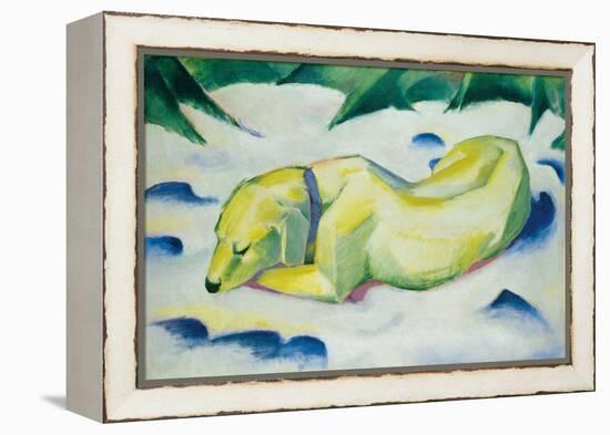 Dog Lying in the Snow, C.1911 (Oil on Canvas)-Franz Marc-Framed Premier Image Canvas